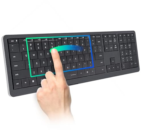 Clevetura CLVX 1 Tastiera Touchpad Wireless | Bluetooth e USB-C | Basso profilo, retroilluminazione RGB, cursori touch, tasti silenziosi a forbice | Compatibile con Windows/Linux/MacOS | Digitazione