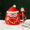 FUPOHUA Tazza in Ceramica Natalizia Creativa con Cucchiaio e Coperchio, Regalo di Compleanno per Donna, Nuova Tazza da caffè con Babbo Natale in Cartone Animato