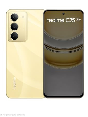 realme C75 5G Smartphone, 8GB RAM + 128GB Storage | 6.67 IPS LCD 120Hz Display | 32MP Rear & 8MP Front Camera | 6000mAh, 45W Fast Charging | Dual SIM, Android 15, 12M Warranty (Gold)