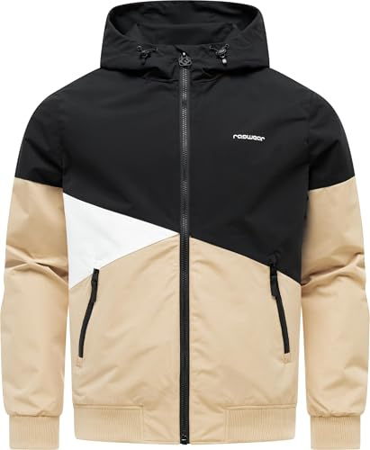 Ragwear Herren leichte Übergangsjacke in Block-Muster wasserdicht atmungsaktiv mit Kapuze Renad YOUMODO S-6XL