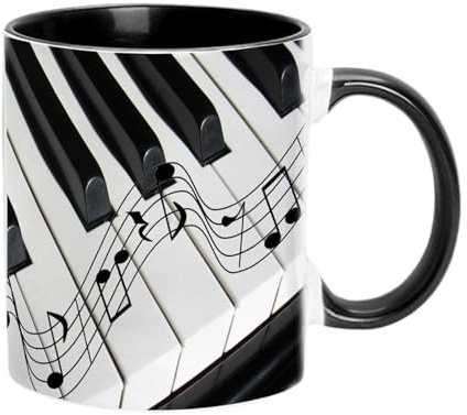 Music Theme Coffee Mugs - 350ml Ceramic Guitar Piano Mug Violin Travel Mug | Perfect for Funny Tea Desk Decoration, Gift for Lovers, Comfort