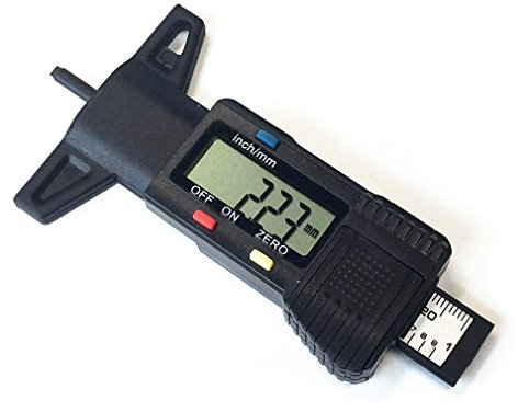 Qiorange Reifenprofilmesser Profiltiefenmesser Digital Profilmesser Reifen Profil Tiefenmesser 0-25.4mm LCD-Display (Schwarz)