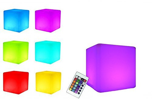 7even Cubo luminoso a LED, 20 cm, per esterni, con batteria e telecomando