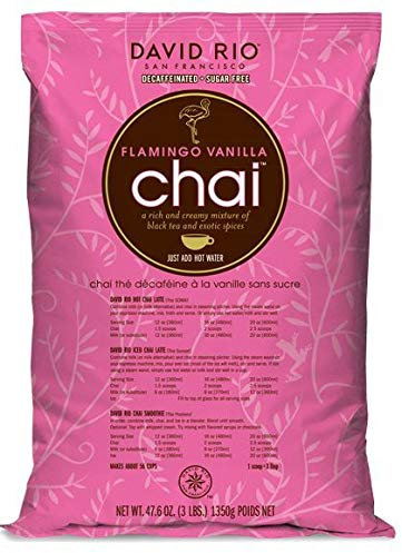 David Rio Chai Flamingo Vanilla aus San Francisco, entkoffeiniert und zuckerfrei (enthält jedoch Maltodextrin), Nachfüllbeutel (1 x 1350 g)