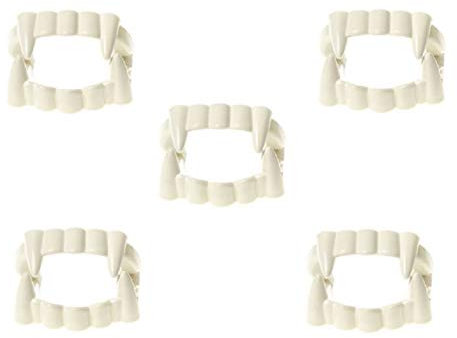 Lg-Imports 5X Gebiss Vampirzähne Zähne Dracula Halloween Fasching Kostüm Deko für Kinder