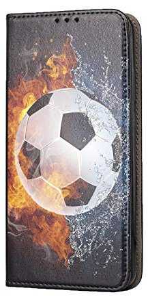Hülle für iPhone 7 / 8 / SE 2020 Handyhülle Motiv 1152 Fußball Fussball Weiß Schwarz Orange Premium Smart aus Kunstleder einseitig bedruckt HandyCover Handyhülle für iPhone 7 / 8 / SE 2020 Hülle