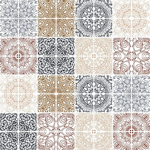 FoLIESEN - Fliesenaufkleber | selbstklebende Fliesen-Folie für Bad & Küche | Deko Klebe-Folie für Wandfliesen Küchenrückwand & Bordüren | Patchwork No.12, .:10x10 cm / 64-tlg. Set