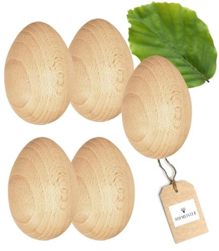 5X Stopf-Ei, 6 cm, zum Stopfen von Löchern in der Kleidung, schützt die Finger vor der Nähnadel, 100% Naturprodukt aus EU Buchen-Holz, Reparien statt Wegwerfen