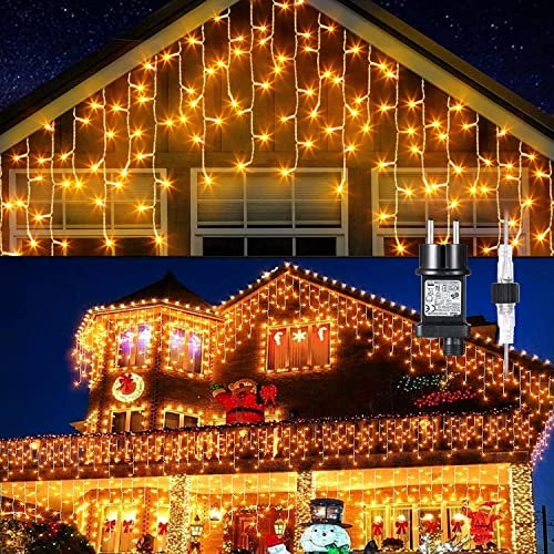 GlobaLink 400 LED Lichterkette Eisregen, 10M Lichtervorhang Außen erweiterbar Regenlichterkette Eiszapfen IP44 Lichterkette außen und Innen Deko für Dach Balkon Weihnachten Party Hochzeit - Warmweiß