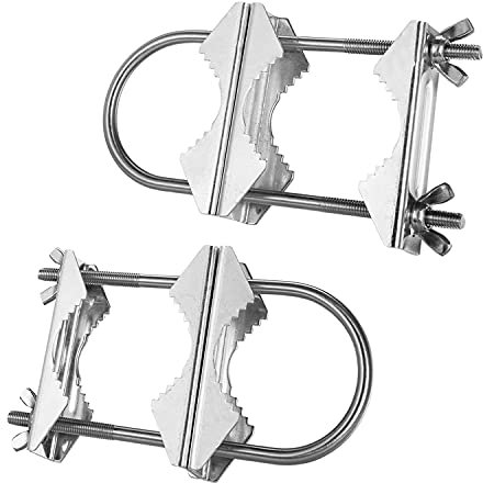 Wdwlbsm Double Antenna Mast Clamp V Jaw Block with U Bolts|Heavy Duty Anti-Rust Mast to Mast Mount Bracket Kit for TV,CB,Ham,Pipe,Flag Pole,Hold Umbrella Parasols for Deck Railing,Fence(2 Set)