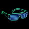 LED Brille mit 3 Blitzmodi - perfekt geeignet als Techno DJ | Festival | Halloween | Karneval | Fasching als Ergänzung zum Outfit bzw. Kostüm (Grün/Blau)