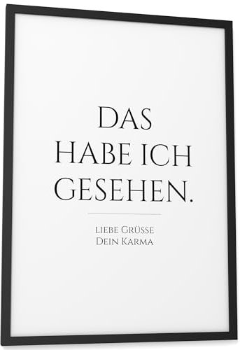 Papierschmiede® Bilder Home Kunstdruck mit Rahmen A3 (30x42 cm) Spruch Poster Zuhause Schrift Bild Wanddeko in schwarz weiß, Sprüche für Wohnzimmer Büro Küche, Karma