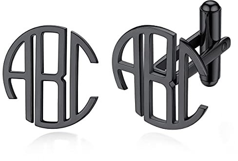 Custom4U Personalisierte Herren Manschettenknöpfe Edelstahl mit Namegravur Edelstahl 1 Paar Manschettenknöpfe Cufflinks Schwarz für Herren Männer Hochzeit Cufflinks Accesssoires