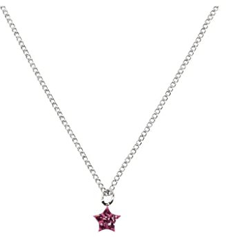 KINDER + Erw. Silber HALSKETTE mit Kristallen , Stern, rosa 61030 (37+5cm)v.bb klostermann