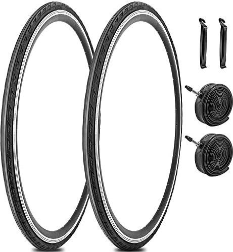 700 x 25 C Rennrad-Reifen mit 2 Innenschläuchen und 2 Hebeln für Stadtreisen, Pendler, Alltag, 30TPI