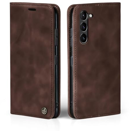 LBH Handyhülle für Samsung Galaxy S23 in Dunkelbraun mit Karten- und Geldfach Smartphone Hülle mit Standfunktion Flip Case Schutzhülle Magnetverschluss Vintage