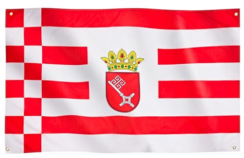 Runesol Bremen Flagge für Balkon, 91x152cm, Hansestadt Fahne mit 4 Ösen, Bremen Speckflagge, Premium-Flaggen für drinnen und draußen, satte Farben