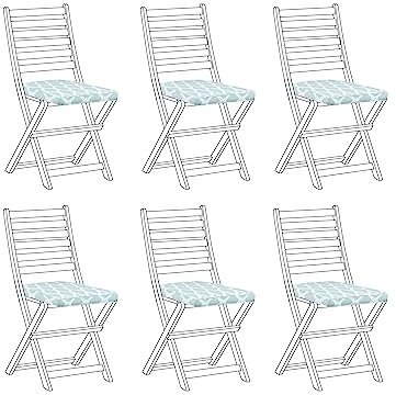 Beliani Outdoor-Sitzkissen 6er Set grün/weiß geometrisches Motiv für Gartenstuhl Tolve