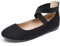 DREAM PAIRS Ballerine Scarpe Basse da Donna Ballerine Comode con Cinturino alla Caviglia Nero Sole_Stretchy-E Taglia 41 (EUR)