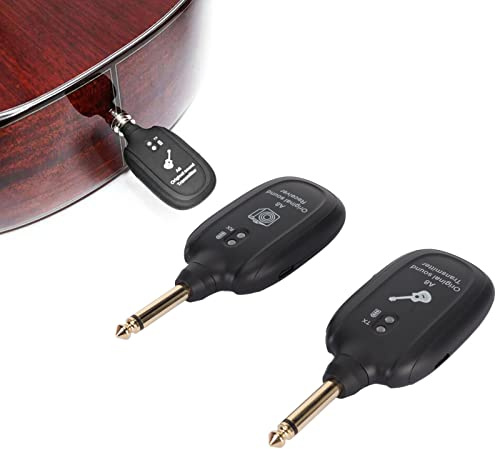 CCYLEZ Kabelloses Gitarren System 730 MHz UHF, 4-Kanal Wiederaufladbarer Audio Sender Empfänger für E Gitarre Bass Violine