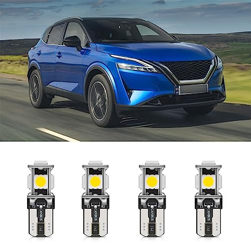 njssjd 9pcs White LED Interior Light Kit for 2021+ N.issan Qashqai J12 Super Bright 6000K Interior Light Bulbs Reading Dome Light Vanity Mirror Lamp and Install Tool