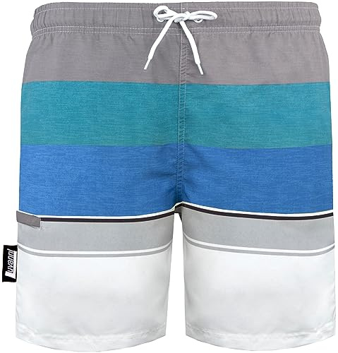 Luvanni Badehose für Herren Schnelltrocknende Badeshorts mit Kordelzug Beachshorts Widerstandsfähige Boardshorts Schwimmhose Männer Jungs Boys Gestreift Streifen Streifenmuster