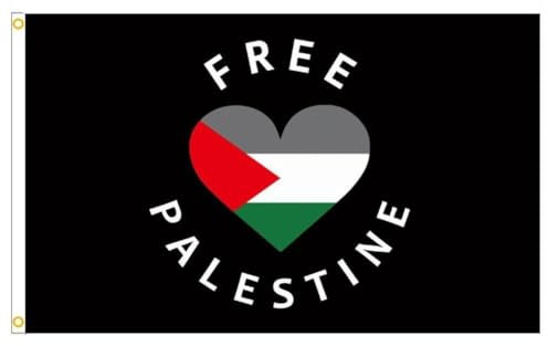 Luxylei Bandera De Palestina Libre Bandera De Poliéster Palestino De 3 * 5 Pies para Jardín Interior Bandera De Palestina con Soporte De Corazón