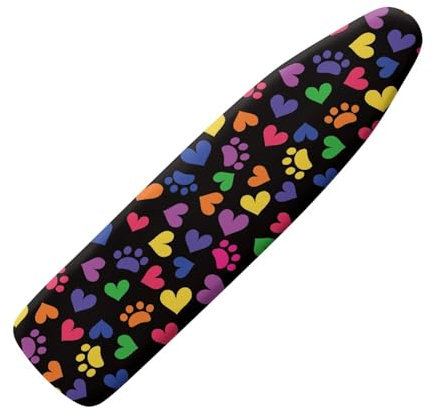 TOADDMOS Colorful Dog Paws and Love Print Ironing Board Cover,Ironing Board Covers Easy Fit,Elasticated Ironing Board Cover