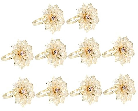 Zerodeko 10pcs Metal Napkin Buckle Flower Design Napkin Ring Fashion Holder Dinner Table Rings for Wedding