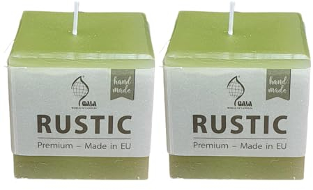 Gala Rustik Kerzen - handmade - Birke - 2 Stück - Dekorative Haushalts Kerzen - ohne Duft - Natürliches Pflanzenwachs - Advent - Weihnachten - Kerzen