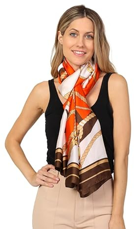 Trillion London® Seidenschal für Damen | Leichte Damenschals | Schals | Kopftuch | Geschenke für Damen | Designerdrucke | Alltagskleidung | Geschmeidig und weich | Auffällige Eleganz | Rot