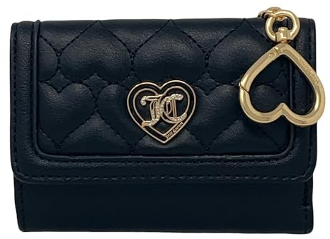 Juicy Couture Doppelseitige dreifach gefaltete Geldbörse (Lakritz-Herz-Steppdecke), 13JCCECJC, Schwarz, Classic