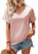 Onsoyours Maglietta Donna Raso Maniche Corta T-Shirt Sexy Scollo A V Tops Elegante Classica Tunica Casual Tasca Camicetta Estiva Pullover Blusa A Rosa S