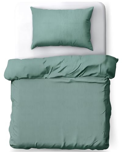 PinkZebra Baby Musselin - Bettwäsche 80 x 80 cm + 35 x 40 cm, Kinderbettwäsche aus ohne GMO 100% Bio-Baumwolle für Mädchen & Jungs, GOTS-Zertifizierung, Made in EU, Grün