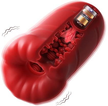 HXLXW Elektrischer Masturbator Cup mit 10 Vibration blow job Massagefunktion Oralsex Masturbator Sexspielzeug für Männer Solo Vibratorensets Masturbation Penis Training Mastrubator(Rot)