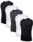 AMZSPORT 5er Pack Herren Tank Top Atmungsaktiv Kompressionsshirt Funktionsshirt Laufshirt Ärmelloses Unterhemd für Sport, Gym, Fitness und Running Schwarz Weiß Grau M