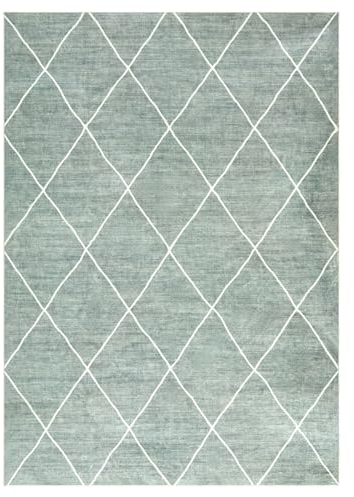 IDIMEX Teppich Rhomb waschbar 200 x 300 Jadegrün, Rautenmuster, weicher Kurzflor, modern, skandinavisch, Mikrofaser, gummierte Unterfläche, schmutz- und wasserabweisend, pflegeleicht