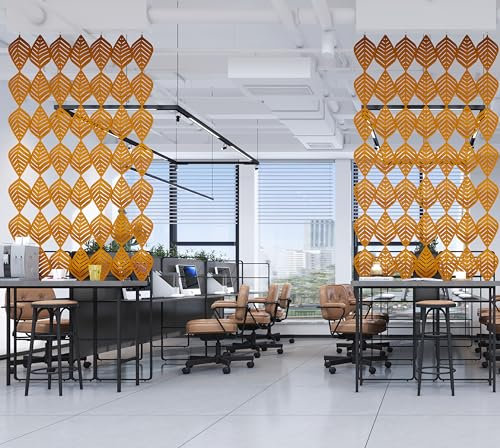 3D-Blätter, 12 Stück/Set, 42 x 26 cm, Filzfaser-Oberfläche, hochdichtes Polyester, Brett, Raumtrenner, Heimpaneel, DIY, Heimdekoration (gelb)