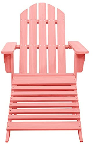 HETFTJN Adirondack - Fauteuil de jardin - Simple - Chaise de plage - Avec repose-pieds - En bois massif de sapin rose - Pour terrasses, jardin, balcon, extérieur
