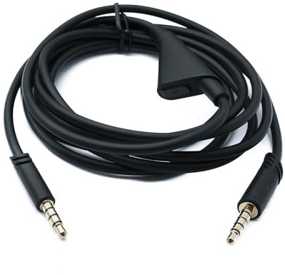 SYSTEM-S Audio Ersatz Kabel 2m AUX 3,5mm Klinke mit Lautstärkeregler für Logitech G Astro A50 A40 A30 A20 A10 G233