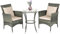 COSTWAY 3 TLG. Polyrattan Gartenmöbel mit Glastisch und Kissen, Rattanmöbel Sitzgruppe, Gartenset Rattan, Sitzgarnitur Balkon-Set, Terrasse Set Gartengarnitur (Beige)