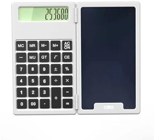 Lavagna multifunzione portatile con calcolatrice scientifica a 12 cifre, progettata per un facile trasporto e l'uso quotidiano (bianco)