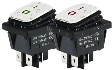 Switian KCD4 Metall-Wasserdichter Mini-Schalter 2 Stück mit LED-Anzeige SPST ON-OFF Schalter 4-Pin 30A 250VAC (Rot/Grün) IP65 für Elektrogeräte