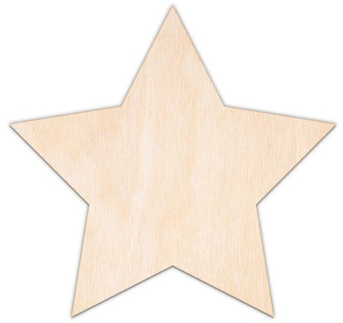 Creative Deco Personalisierte Holzscheiben Anhänger | Stern | 5-100 cm | Holzsterne Sperrholz / MDF Holzplättchen Holzdeko Wand Deko Lasergeschnittene Sperrholzausschnitte für Decoupage, zum Basteln