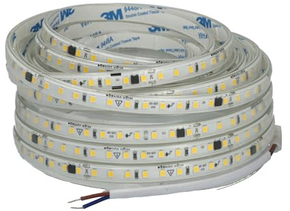 Jandei - Ruban lumineux LED auto-rectifié, 220 V, 12 W/m, 600 LED, 5 500 lm, découpable et autocollant, largeur 8 mm, IP65, idéal éclairage et décoration extérieures, bobine de 5 m (lumière froide