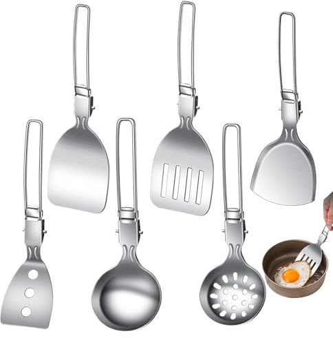 Set de vaisselle de camping | Set de couverts de camping en acier inoxydable | Couverts de cuisine réutilisables et antidérapants pour les voyages, la randonnée, le camping, les voyages en voiture