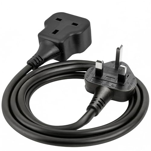 UK Extension Lead 13A Fused, 1 Gang Single Mains Power Socket, 3M | 13A Fused UK Extension Lead With Single Socket, Durable Black Cable And Compact Design For Home, Office And Kitchen Use
