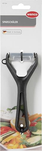 wenco Sparschäler- Gemüse Schäler mit Querklinge aus rostfreiem Edelstahl, robuster Stahl-Pendler, ergonomischer Kunststoffgriff, seitliche Aufhängeöse