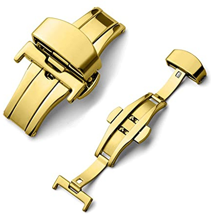 HYHJYMG Einsatzschnalle Automatisch Klicken Sie auf Taste aus Edelstahlgurt für Uhrenband 16 mm 20 mm 22 mm 24mm Werkzeug (Weißfrüchte-Peach 5,22 mm)
