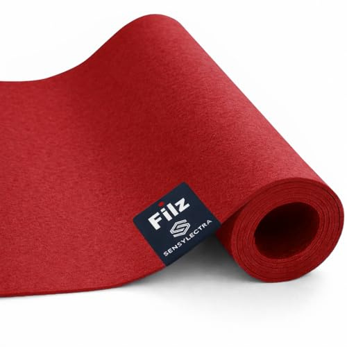 Filzstoff Filzrolle,Filz Meterware,Taschenfilz Dekofilz Filzmatte,2mm Filzmatten,Bastelfilz für DIY Aufbewahrungstasche Filzunterlage Patchwork (Rot, 300 * 30cm)